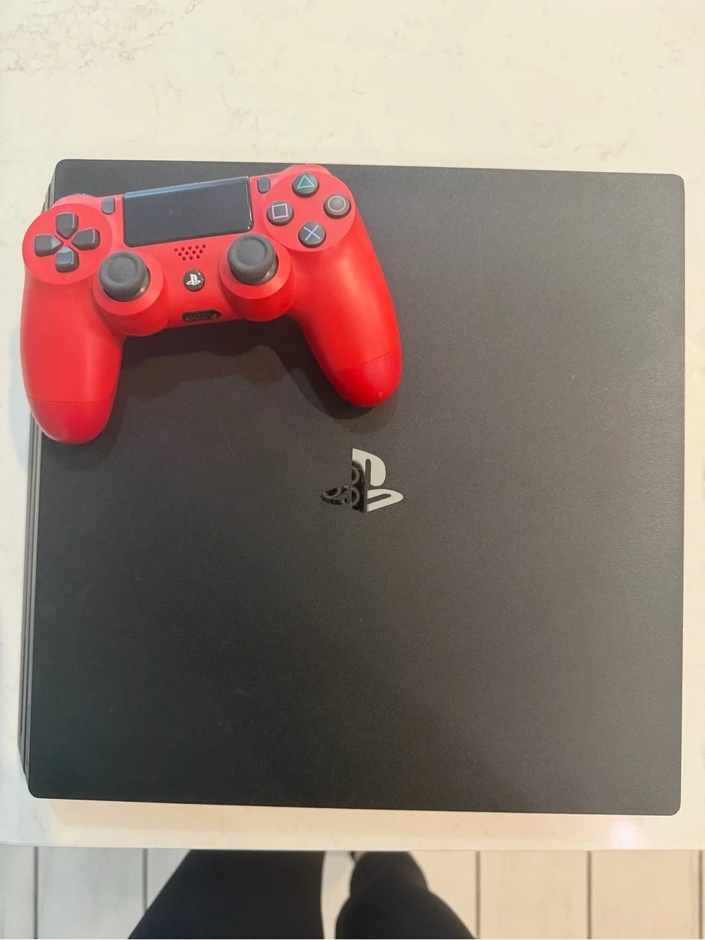 PS4 Black Slim Console with Red DualShock Controller